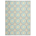 Nourison - Waverly Sun N' Shade Medallions Jade 7'9" x 10'10" Indoor Outdoor Area Rug - The Waverly Rug, with its starburst patterns and bright colors, energizes your design from the ground up. Placed inside your home or on your patio, this easy-going rug adds comfort underfoot in a cleanable and contemporary design.