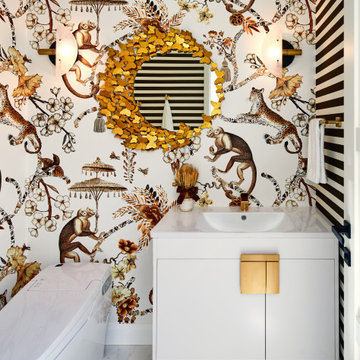 Bold Wallpapered Powder Room