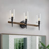 Farmhouse Black 3-Light Candle Design Vanity Light with Cylinder Glass Shades