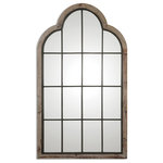 Uttermost - Gavorrano Oversized Arch Mirror - Offer your wall a striking accent with the Gavorrano Oversized Arch Mirror. This mirror features an ornate wooden frame, wrought iron grids and a gray-wash finish.