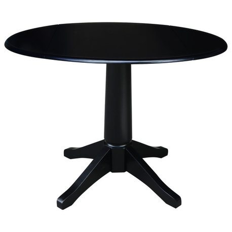 42" Round dual drop Leaf Pedestal Table - 30.3 "H, Black