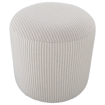 Round Pouf in Knitted Grey and White Fabric by LumiSource