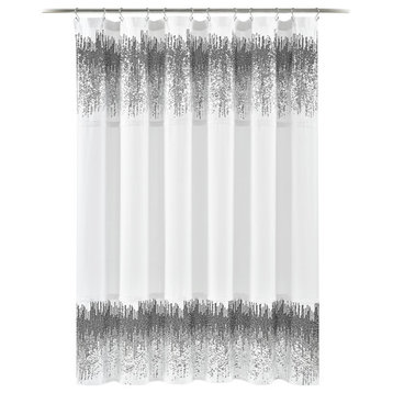 Shimmer Sequins Shower Curtain, White/Black