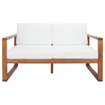 Safavieh Emiko Outdoor Bench Natural/Beige Cushion