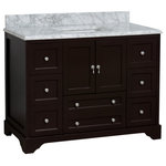 Kitchen Bath Collection - Madison 48" Bathroom Vanity, Chocolate, Carrara Marble - The Madison: breathtaking form with everyday function.