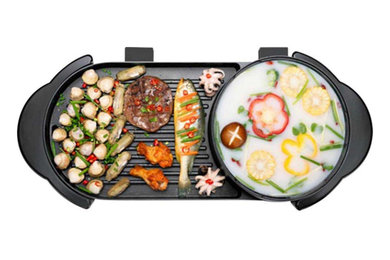 SOGA 2 in 1 Electric Non-Stick BBQ Teppanyaki Grill Plate Steamboat Hotpot 2-8 P