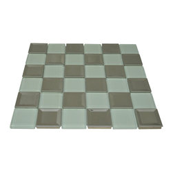 Glossy White and Shiny Metallic Square Glass Mosaic Tiles - Home Accessories & Decor