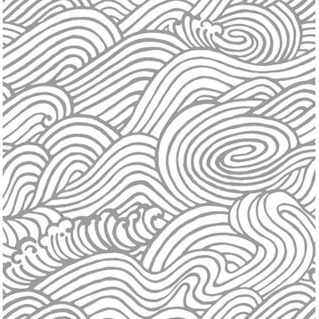 NUS4165 Saybrook Peel & Stick Wallpaper in Grey White
