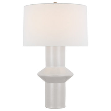 Maxime Medium Table Lamp in New White with Linen Shade