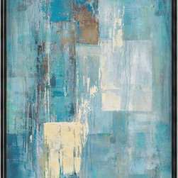 "Indigo Wall" Framed Hand Painted Canvas Wall Art - Paintings