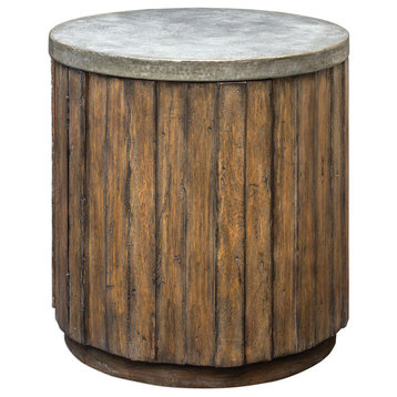Maxfield Wooden Drum Accent Table