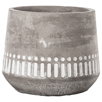 Urban Trends Cement Round Pot With Gray Finish 53617