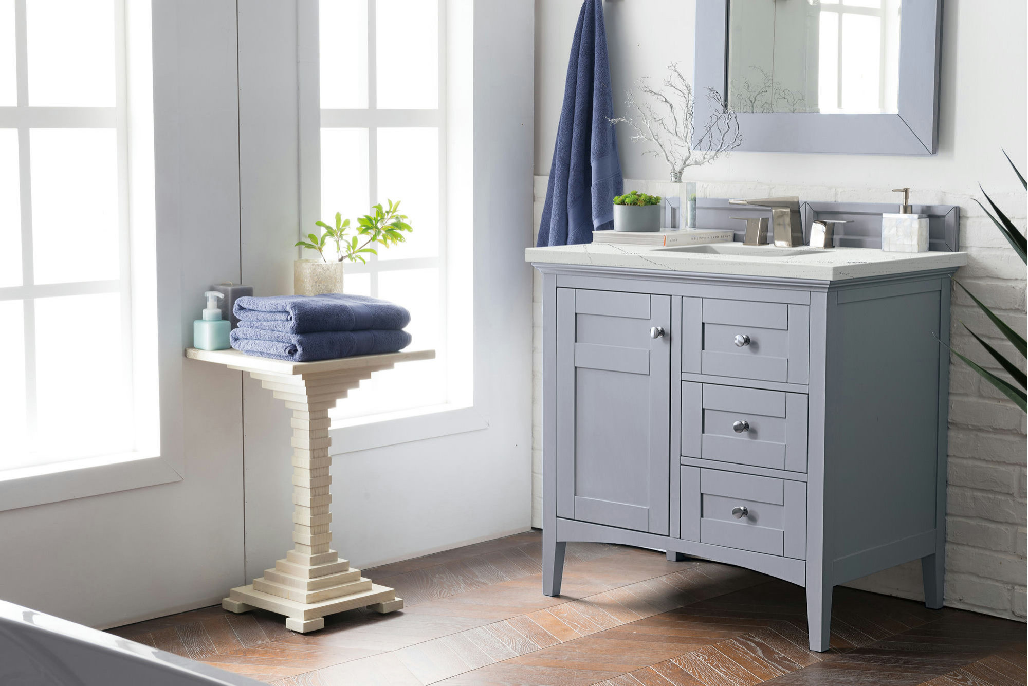 Palisades 36" Single Vanity, Silver Gray, w/ 3 CM Ethereal Noctis ...