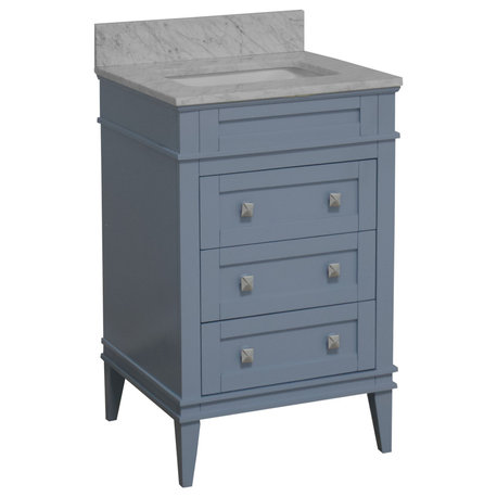 Eleanor 24" Bathroom Vanity, Powder Blue, Carrara Marble