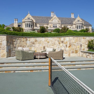 Seating next to tennis court
