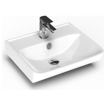 Neo 45 Wall Mounted Bathroom Sink in Glossy White