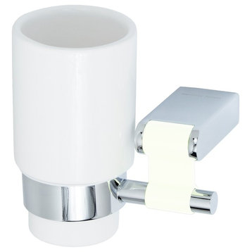 Iris Wall Toothbrush and Toothpaste Holder, Polished Chrome, White