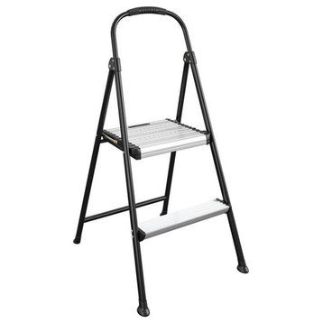 COSCO Two-Step Folding Step Stool with Rubber Hand Grip in Black