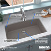 Karran Undermount Quartz 32" Single Bowl Kitchen Sink Kit, Concrete