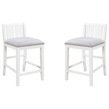 Graham Set of 2 Upholstered Seat Counter Height Chair, White