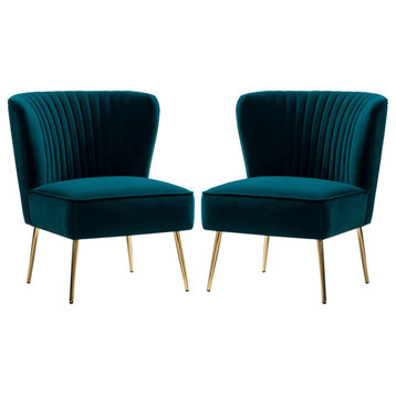 Upholstered Side Chair, Set of 2, Teal