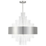 Livex Lighting Inc. - 14 Light Brushed Nickel Large Pendant Chandelier - A dramatic addition in this sophisticated contemporary pendant brings a sense of luxury. Crystal rods tower above and hang below the brushed nickel shade which creates a stunning visual aesthetic.