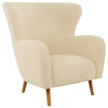 Gianna Cream Boucle Fabric Upholstered Wingback Accent Chair