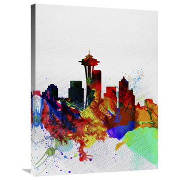 "Seattle Watercolor Skyline 2" Fine Art Print