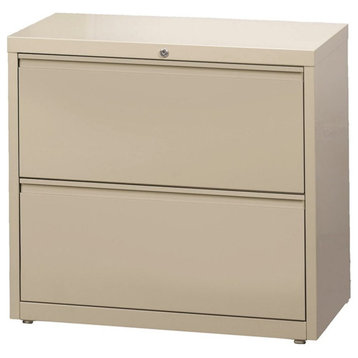 UrbanPro 36" Modern 2-Drawer Metal Lateral File Cabinet in Beige