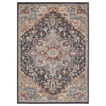 Nourison - Nourison Juniper 5'3" x 7'3" Charcoal Multi Vintage Indoor Area Rug - This classic center medallion Juniper area rug reflects Persian design traditions in a fresh and modern look. Its sumptuous charcoal and lively multi-color tones are superbly versatile for decorating styles from traditional to contemporary, eclectic, or modern farmhouse. Designed for living in low-shed, low pile, easy-care fibers.