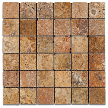 2 X 2 Scabos Travertine Polished Mosaic Tile