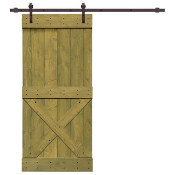TMS Mini X Barn Door With Sliding Hardware Kit, Jungle Green, 38"x84"