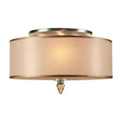 Crystorama Luxo 3 Light Drum Shade Brass Flush Mount, Antique Brass