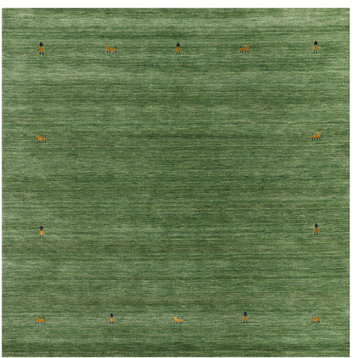 6' Square Persian Gabbeh Handmade Wool Rug - Q15078