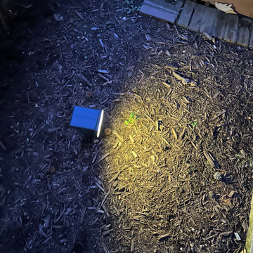 Solar floodlight used to accent wall feature