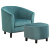 Monarch Contemporary 2 PCS Chair Ottoman Set In Turquoise Finish I 8238