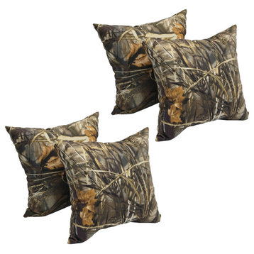 17" Jacquard Throw Pillows With Inserts, Set of 4, All Weather Forest