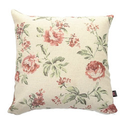 Yorkshire Fabric Shop - Rose Floral Scatter Cushion, Red, 55x55 Cm - Scatter Cushions
