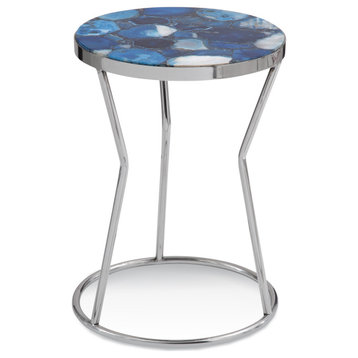 Bassett Mirror Lauer Metal and Agate Accent Table With Silver 9590-LR-223EC