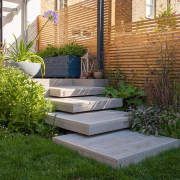 Family garden with deck