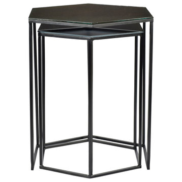 Contemporary Polygon Accent Tables Set of 2 - Black