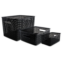 Weave Bins, Assorted, Plastic, Black, 3 Bins