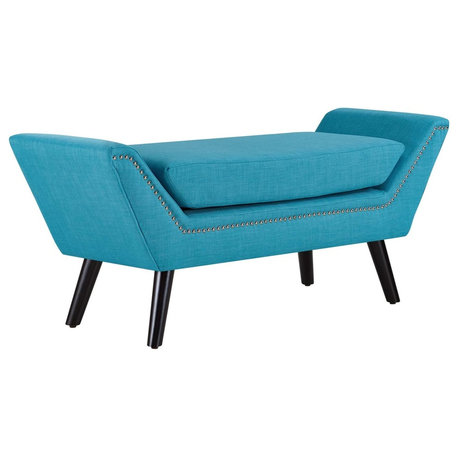 Modern Contemporary Urban Design Bedroom Living Room Bench, Blue, Fabric