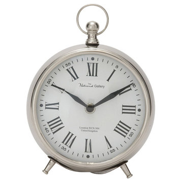 Traditional Silver Stainless Steel Metal Clock 40681