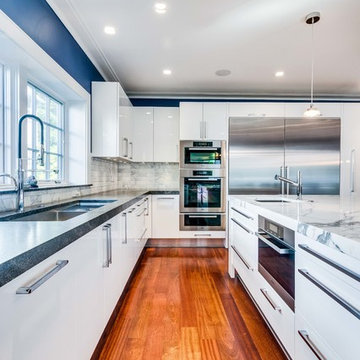 Kitchen and Fireplace, Marble and Granite