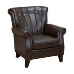 Kensington Leather Club Chair, Brown - Transitional - Armchairs And