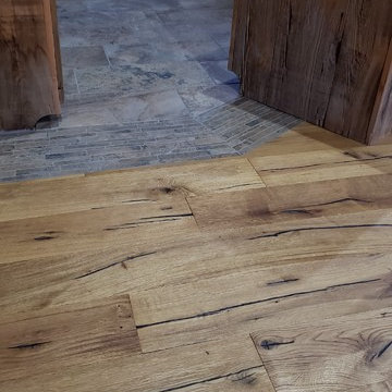 Porcelain Kitchen Floor & Oil Finished Hardwood Greatroom