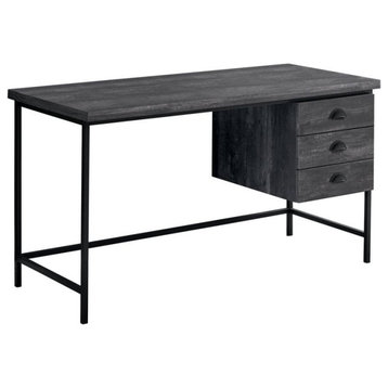 Modern Desk, Rectangular Top & 3 Storage Drawers With Cup Pulls, Reclaimed Black