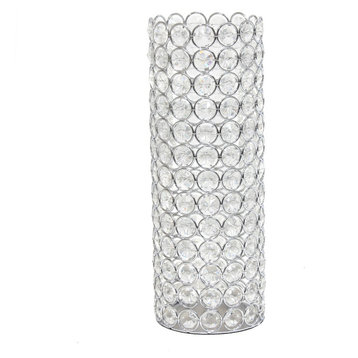 Elegant Designs Elipse Crystal  Decorative Vase, 11.25", Chrome