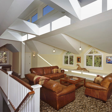 Third floor makes a light filled, eccentric attic family room